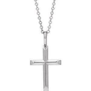 Sterling Silver 20 X 11 Mm 16-18 In Polished Knife Edge Cross Necklace