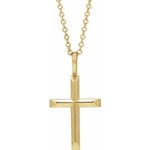 18K Yellow Gold-Plated Sterling Silver 20 X 11 Mm 16-18 In Polished Knife Edge Cross Necklace