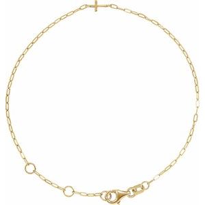 14K Yellow Gold Sideways Cross Paperclip-Style Chain 6 1/2-7 1/2" Bracelet