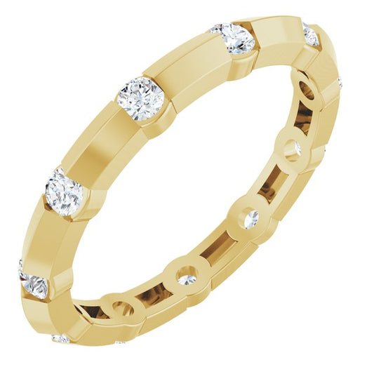 14K Yellow Gold Round 2.3 Mm Vs, F+ Polished 1/2 Ctw Lab-Grown Diamond Eternity Band, Size 6