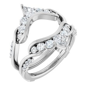 14K White Gold Lab-Grown Diamond Straight Baguette 4.7 X 3.1 Mm Lab-Grown Diamond Polished 1 1/8 Ctw Lab-Grown Diamond Ring Guard Size 7