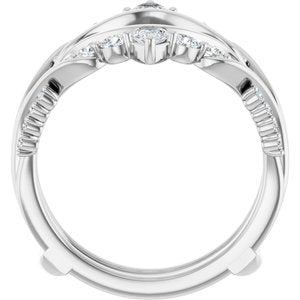 14K White Gold Lab-Grown Diamond Straight Baguette 4.7 X 3.1 Mm Lab-Grown Diamond Polished 1 1/8 Ctw Lab-Grown Diamond Ring Guard Size 7