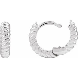 14K Yellow Gold Or Sterling Silver Pair Hinged Polished Rope Huggie Earrings, Length: 10.53 Mm, Thickness: 2.61 Mm