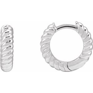 14K Yellow Or White Or Rose Gold Or Sterling Silver Hinged Polished Rope Huggie Earring, Length: 10.53 Mm, Thickness: 2.61 Mm