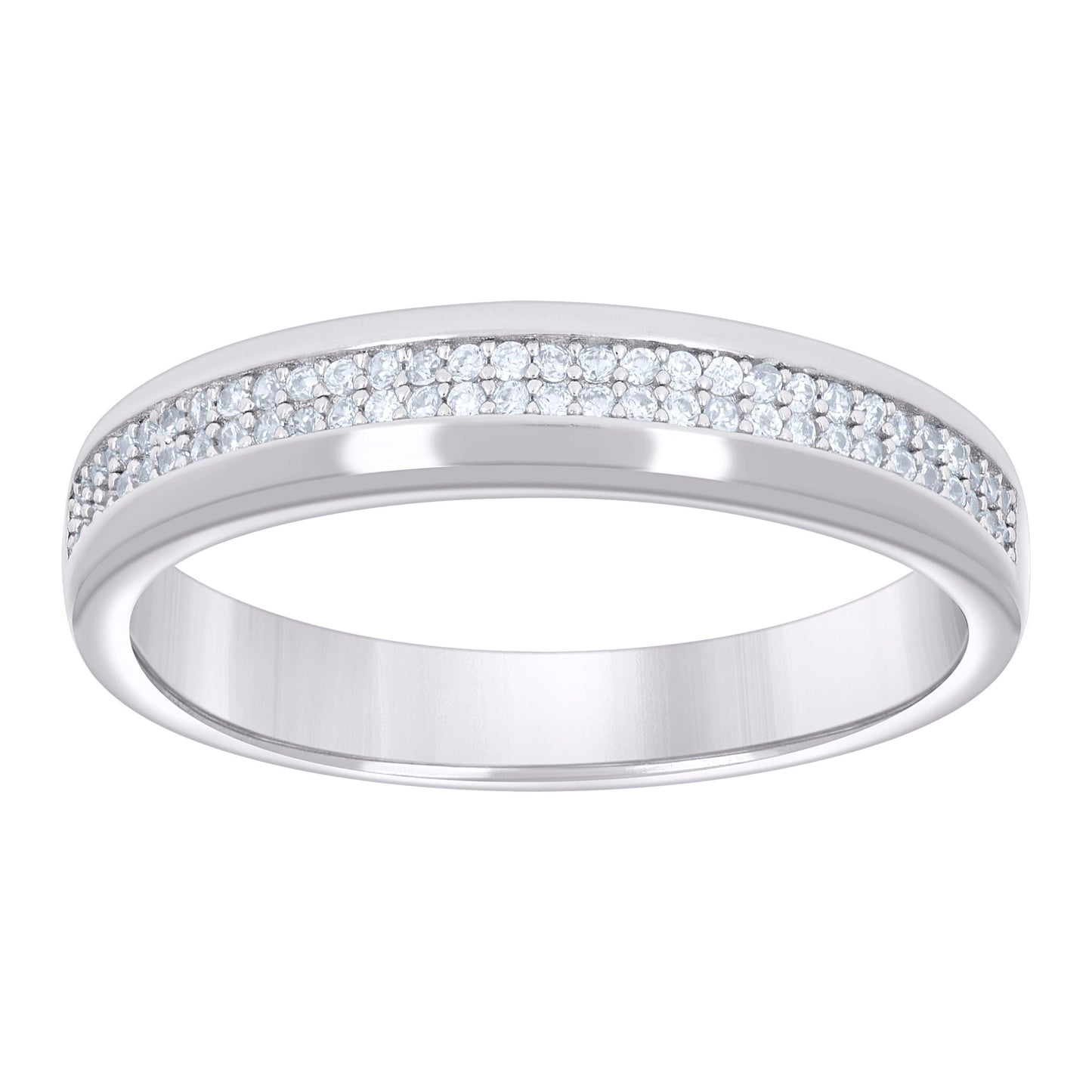 Sterling Silver Men's Cubic-Zirconia Fashion Bridal Anniversary Engagement Wedding Band Ring