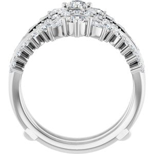 14K White Gold Pear 3.8 X 2.5 Mm Polished 1 5/8 Ctw Lab-Grown Diamond Ring Guard Size 7