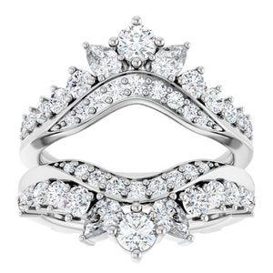 14K White Gold Pear 3.8 X 2.5 Mm Polished 1 5/8 Ctw Lab-Grown Diamond Ring Guard Size 7