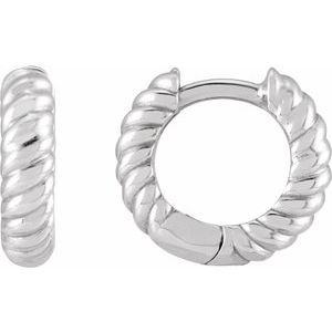 14K Yellow Or White Gold Or Sterling Silver Or Platinum Pair Hinged Polished Rope Huggie Earrings, Length: 12.01 Mm, Thickness: 2.61 Mm