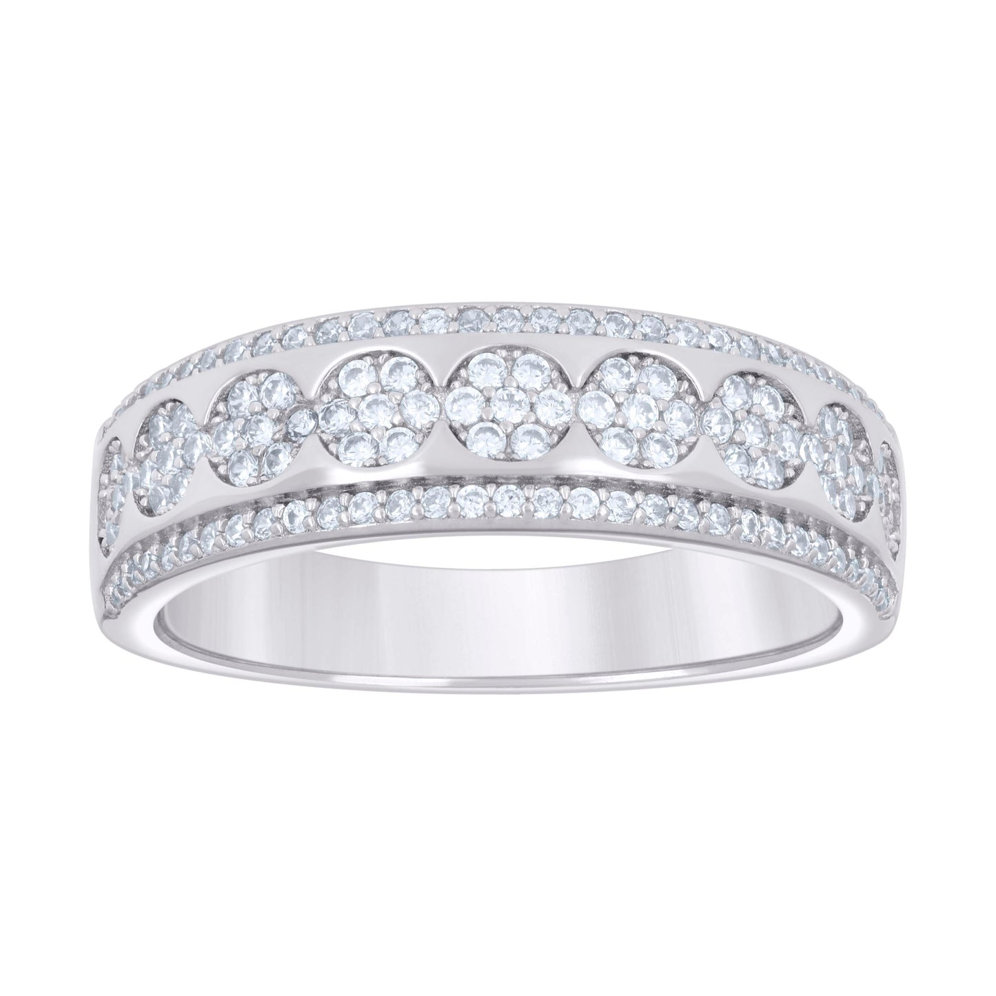 Sterling Silver Mens Cubic-Zirconia Fashion Bridal Anniversary Engagement Wedding Band Ring