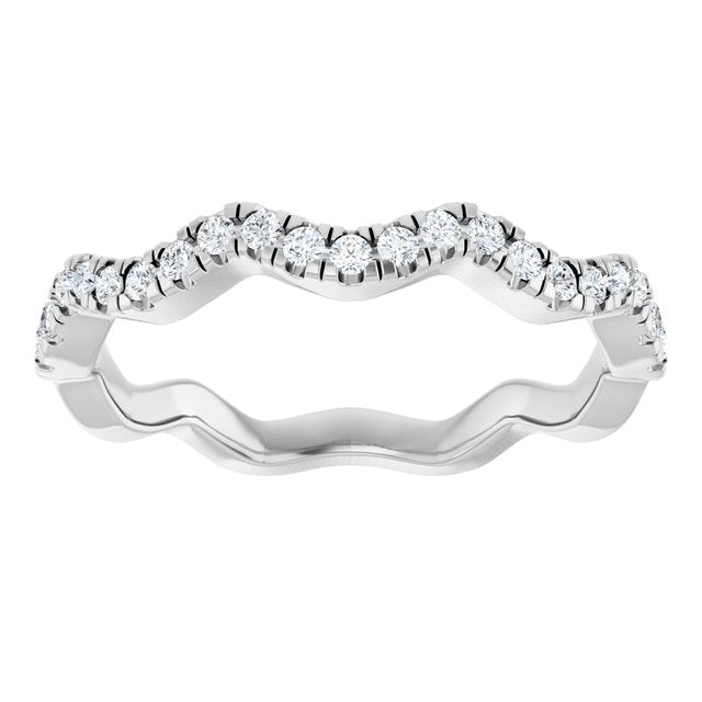 14K Yellow Or White Or Rose Gold Or Platinum Round 1.3Mm Si1-Si2, G-H Polished 1/4 Ctw Lab-Grown Diamond Accented Matching Band, Size 7