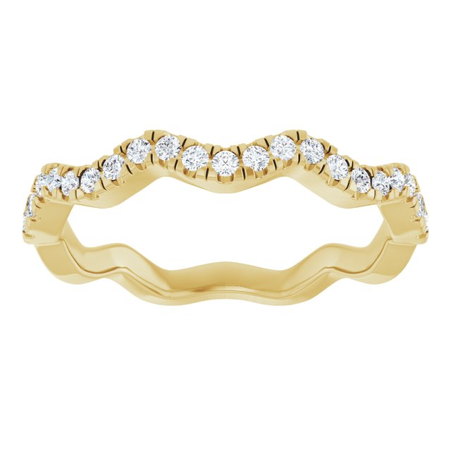 14K Yellow Or White Or Rose Gold Or Platinum Round 1.3Mm Si1-Si2, G-H Polished 1/4 Ctw Lab-Grown Diamond Accented Matching Band, Size 7