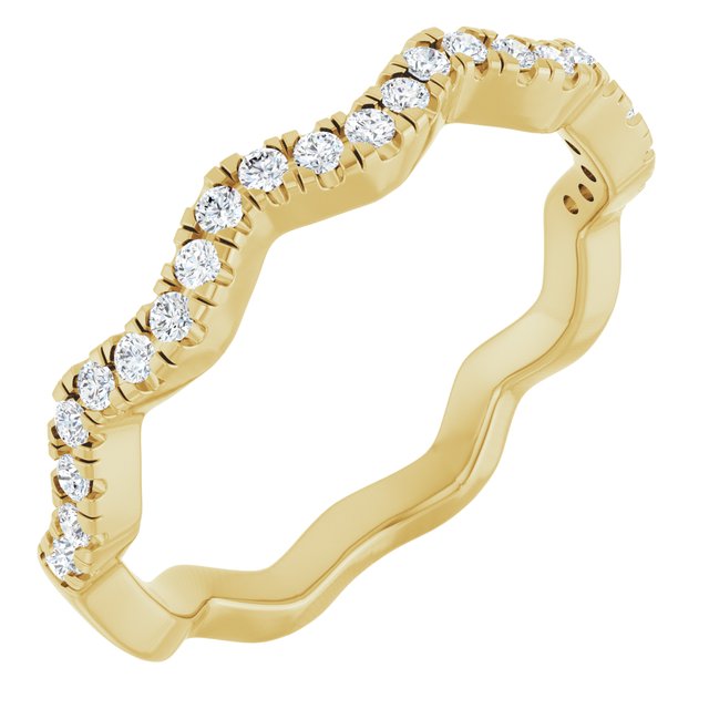 14K Yellow Or White Or Rose Gold Or Platinum Round 1.3Mm Si1-Si2, G-H Polished 1/4 Ctw Lab-Grown Diamond Accented Matching Band, Size 7