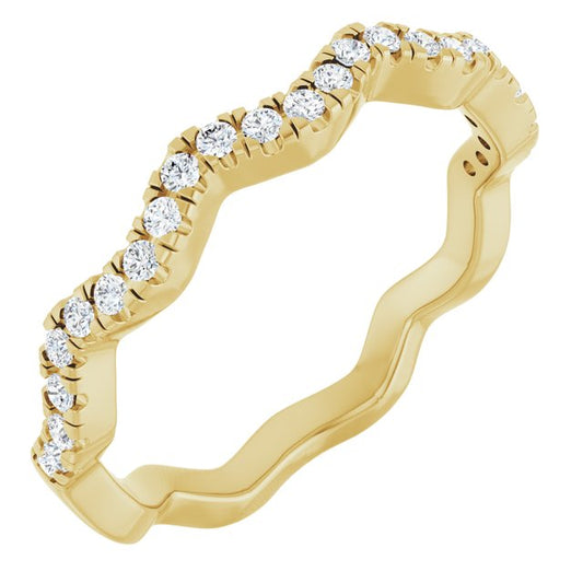 14K Yellow Or White Or Rose Gold Or Platinum Round 1.3Mm I1, G-H Polished 1/4 Ctw Natural Diamond Accented Matching Band, Size 7