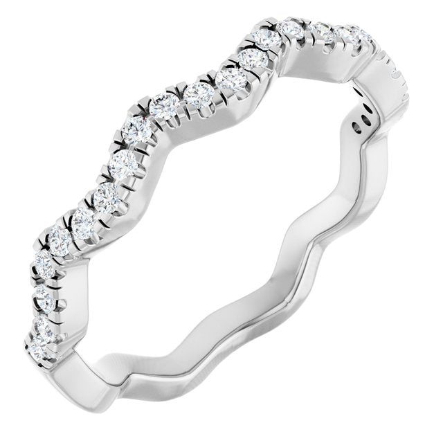 14K Yellow Or White Or Rose Gold Or Platinum Round 1.3Mm Si1-Si2, G-H Polished 1/4 Ctw Lab-Grown Diamond Accented Matching Band, Size 7