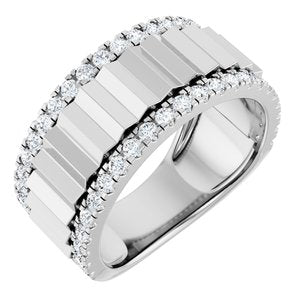14K White Gold Lab-Grown Diamond Round 1.7 Mm Polished 9/10 Ctw Lab-Grown Diamond Mens Band Size 10