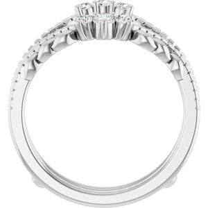 14K White Gold Lab-Grown Diamond Round 2.4 Mm Lab-Grown Diamond Polished 1/3 Ctw Lab-Grown Diamond Ring Guard Size 7