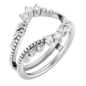 14K White Gold Lab-Grown Diamond Round 2.4 Mm Lab-Grown Diamond Polished 1/3 Ctw Lab-Grown Diamond Ring Guard Size 7