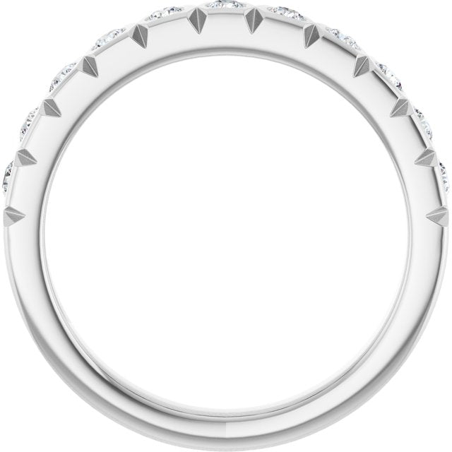 14K Yellow Or White Or Rose Gold Or Platinum Round 2Mm I1, G-H Polished 3/8 Ctw Natural Diamond Accented Matching Band, Size 7