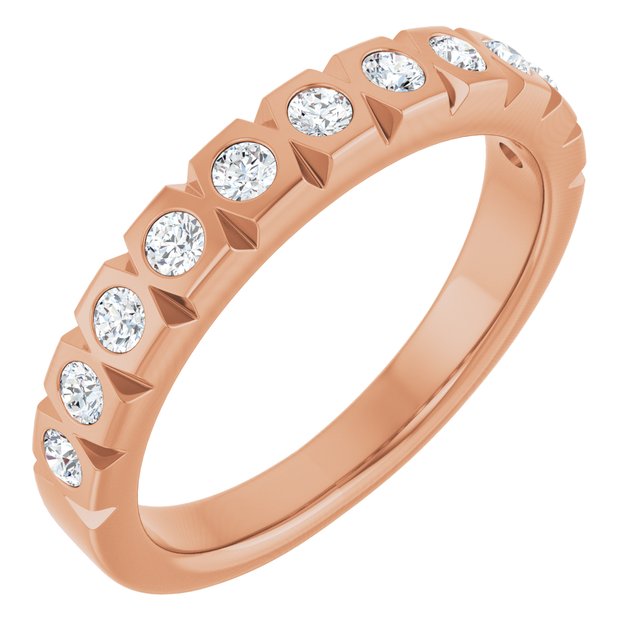 14K Yellow Or White Or Rose Gold Or Platinum Round 2Mm Si1-Si2, G-H Polished 3/8 Ctw Lab-Grown Diamond Accented Matching Band, Size 7