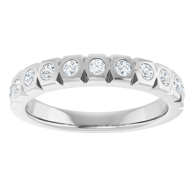 14K Yellow Or White Or Rose Gold Or Platinum Round 2Mm I1, G-H Polished 3/8 Ctw Natural Diamond Accented Matching Band, Size 7
