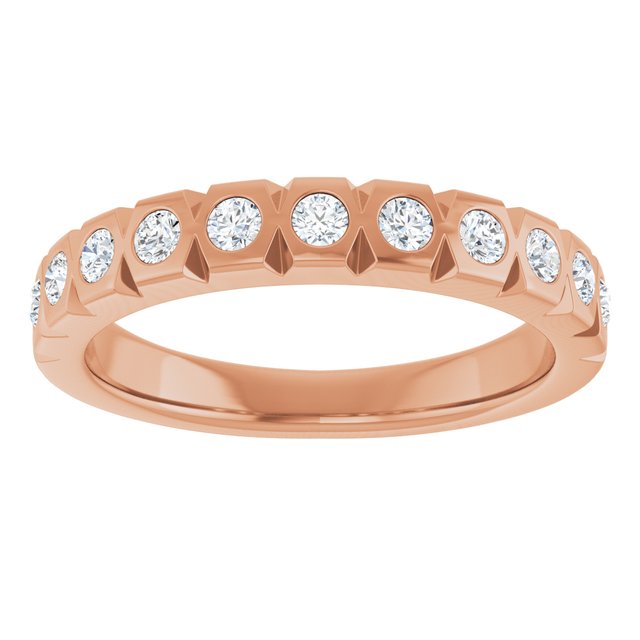 14K Yellow Or White Or Rose Gold Or Platinum Round 2Mm Si1-Si2, G-H Polished 3/8 Ctw Lab-Grown Diamond Accented Matching Band, Size 7