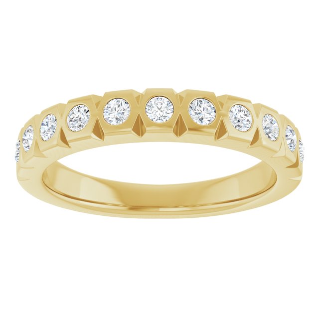 14K Yellow Or White Or Rose Gold Or Platinum Round 2Mm I1, G-H Polished 3/8 Ctw Natural Diamond Accented Matching Band, Size 7
