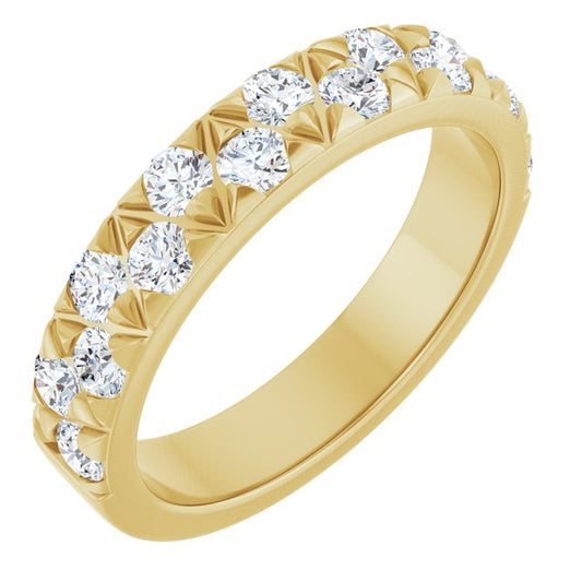 14K Yellow Or White Or Rose Gold Or Platinum Round 2.5 Mm  Si1-Si2, G-H Polished 1 Ctw Lab-Grown Diamond Matching Band, Size 7