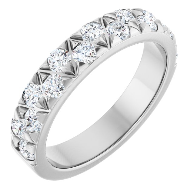 14K Yellow Or White Or Rose Gold Or Platinum Round 2.5 Mm  Si1-Si2, G-H Polished 1 Ctw Lab-Grown Diamond Matching Band, Size 7