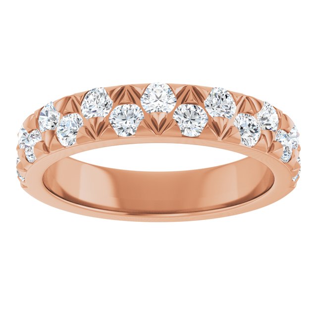 14K Yellow Or White Or Rose Gold Or Platinum Round 2.5 Mm  Si1-Si2, G-H Polished 1 Ctw Lab-Grown Diamond Matching Band, Size 7