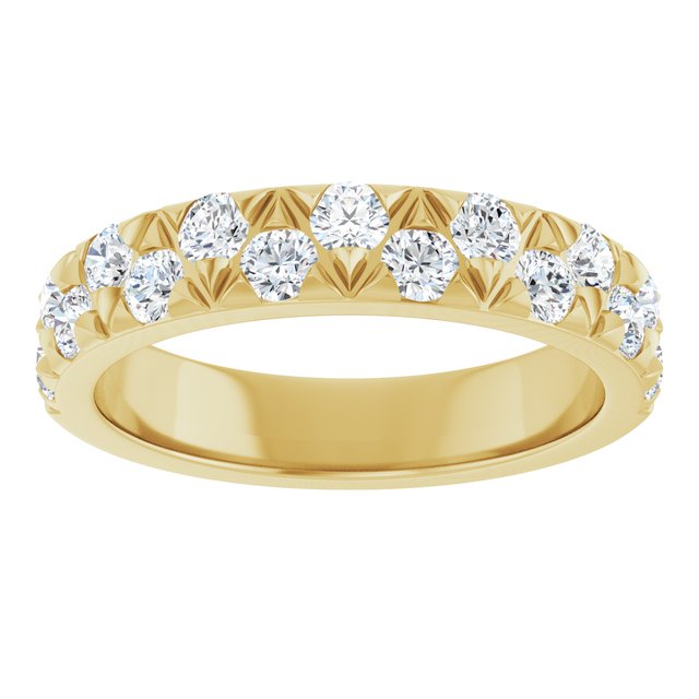 14K Yellow Or White Or Rose Gold Or Platinum Round 2.5 Mm  Si1-Si2, G-H Polished 1 Ctw Lab-Grown Diamond Matching Band, Size 7