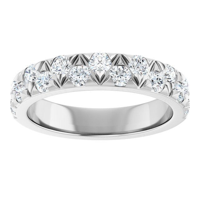 14K Yellow Or White Or Rose Gold Or Platinum Round 2.5 Mm  Si1-Si2, G-H Polished 1 Ctw Lab-Grown Diamond Matching Band, Size 7