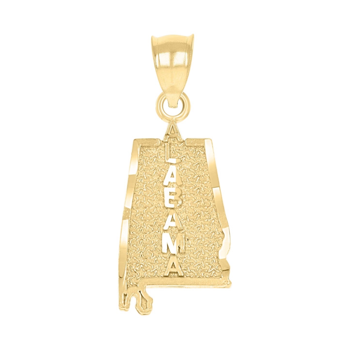 10K Yellow Gold Textured State Map Charm Pendant