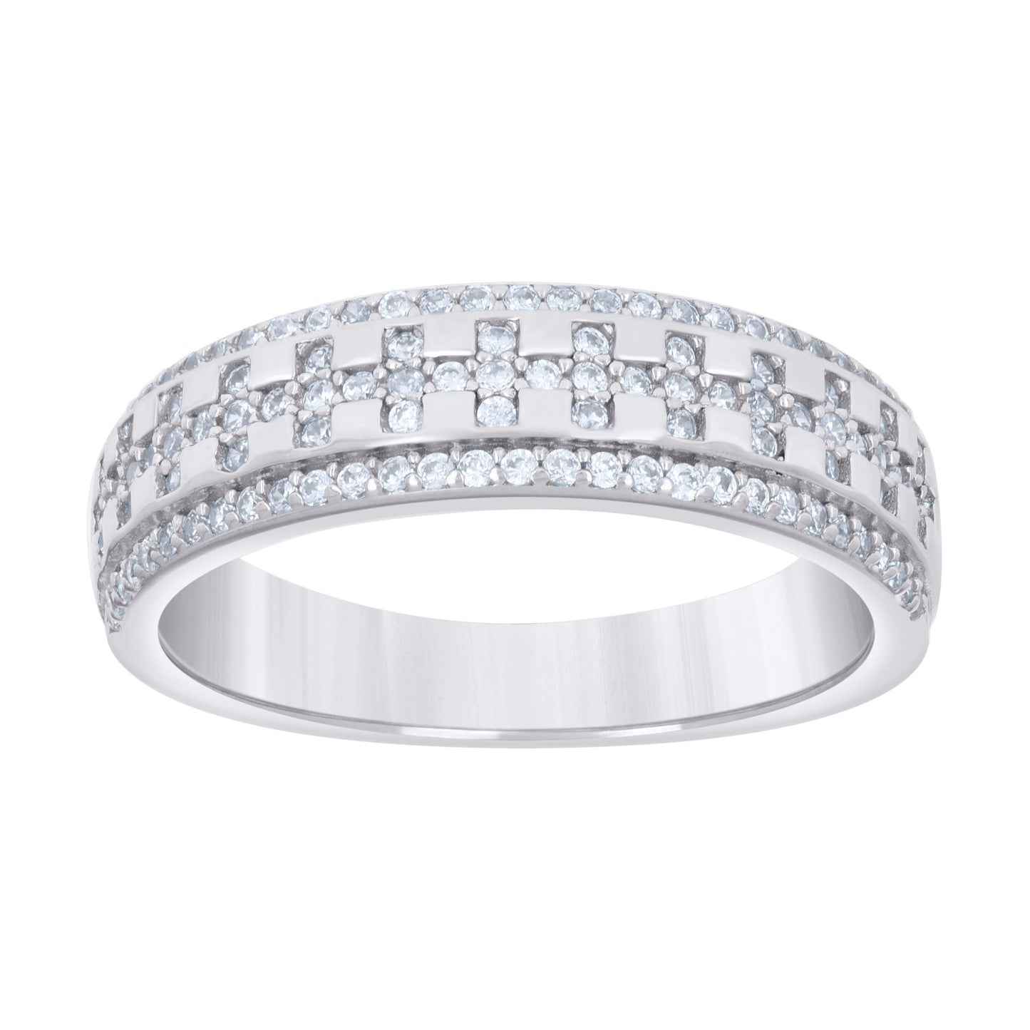Sterling Silver Men's Cubic-Zirconia Fashion Bridal Anniversary Engagement Wedding Band Ring