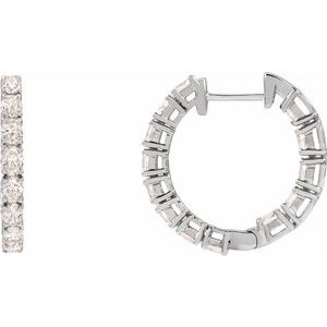 14K White Gold Pair Oval Shape 3.2 X 2.3Mm I1, Gh 2 5/8 Ctw Natural Diamond Hoop Earrings, Length: 20.67 Mm, Thickness: 2.5 Mm