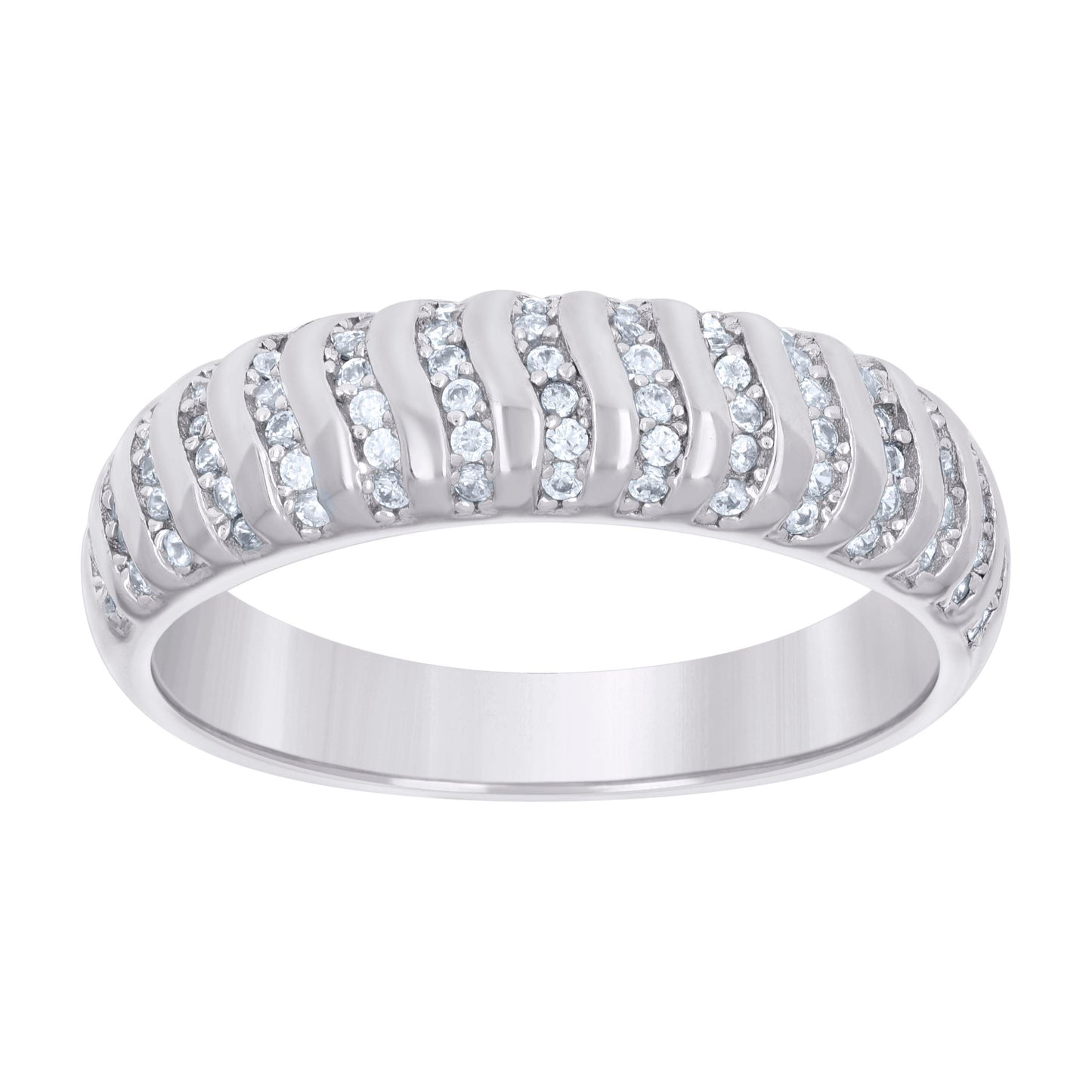 Sterling Silver Womens Cubic-Zirconia Fashion Bridal Anniversary Engagement Wedding Band Ring