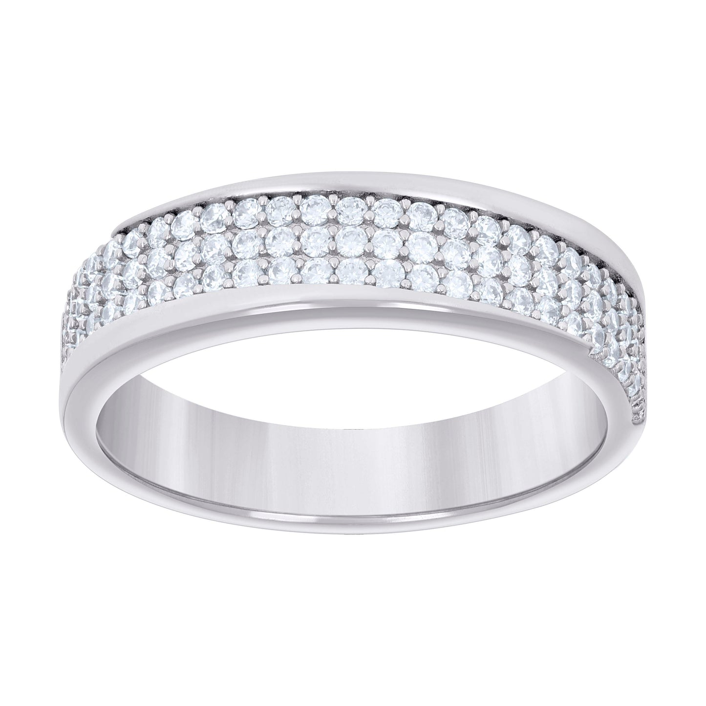 Sterling Silver Men's Cubic-Zirconia Fashion Bridal Anniversary Engagement Wedding Band Ring