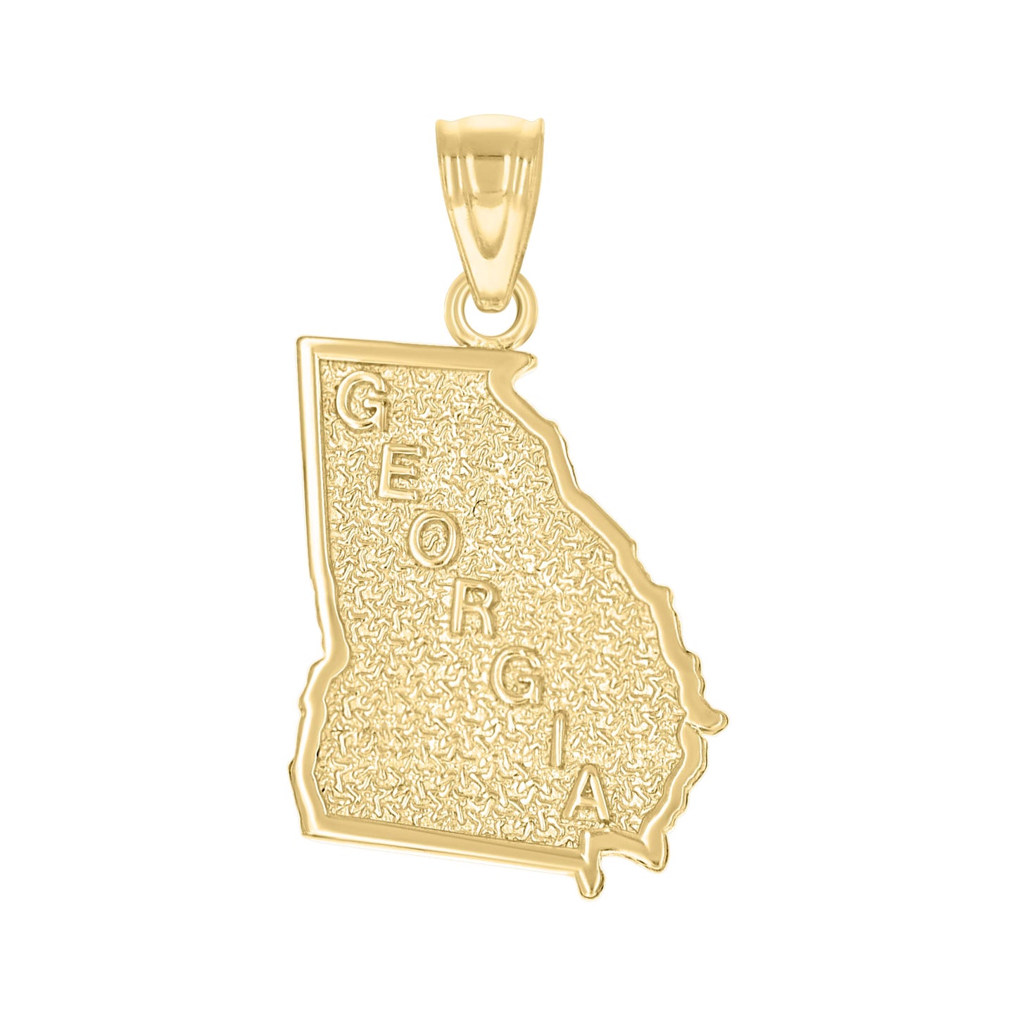 10K Yellow Gold Textured State Map Charm Pendant