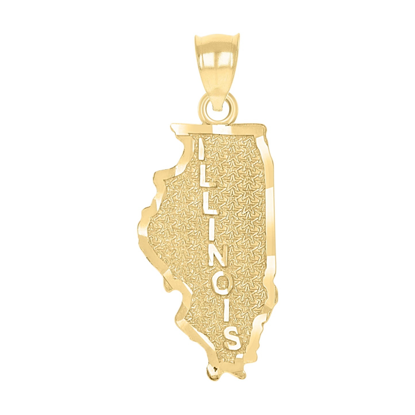 10K Yellow Gold Textured State Map Charm Pendant