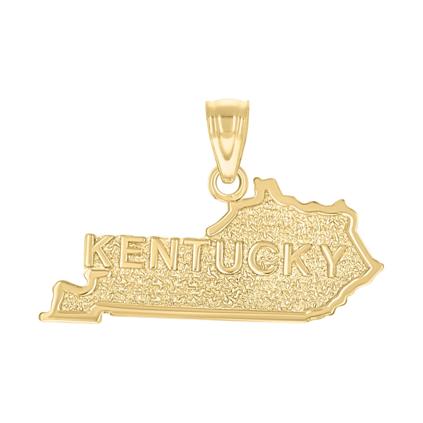 10K Yellow Gold Textured State Map Charm Pendant