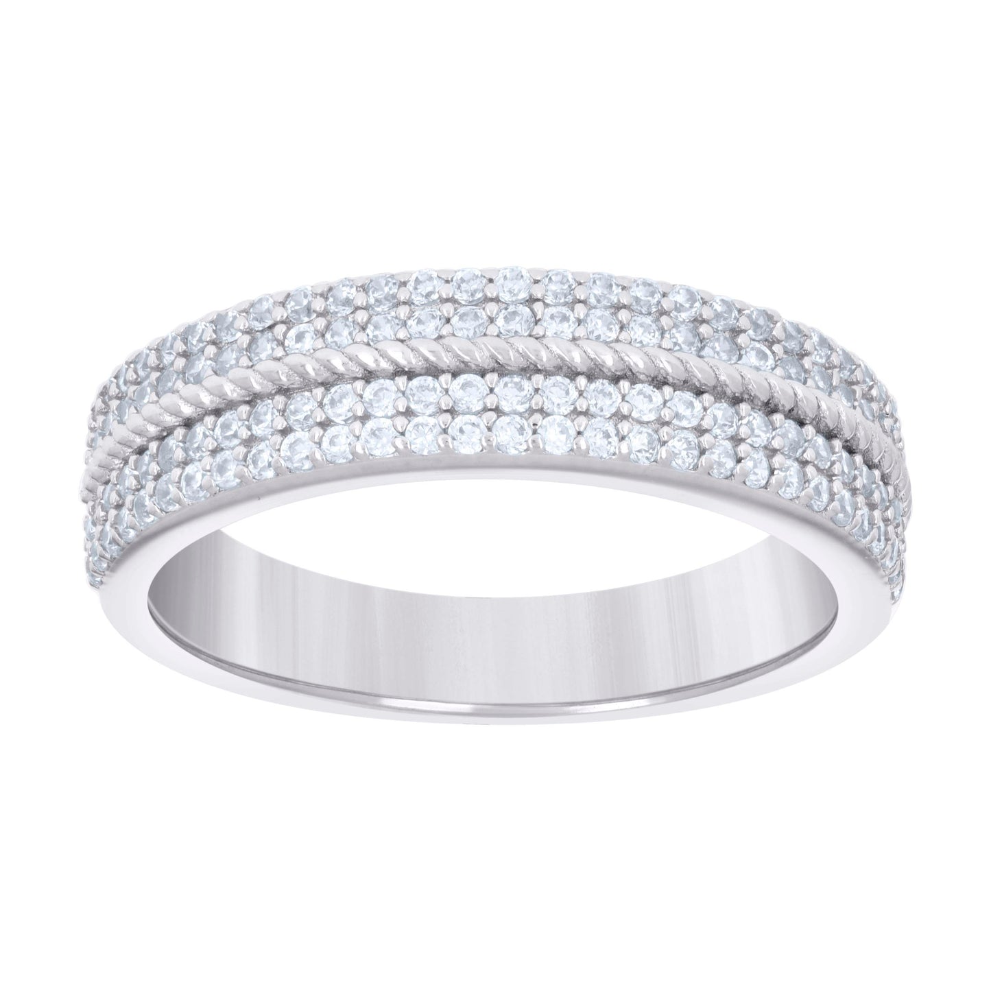 Sterling Silver Men's Cubic-Zirconia Fashion Bridal Anniversary Engagement Wedding Band Ring