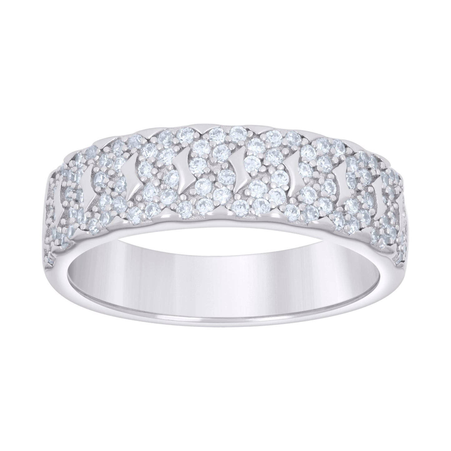 Sterling Silver Men's Cubic-Zirconia Fashion Bridal Anniversary Engagement Wedding Band Ring