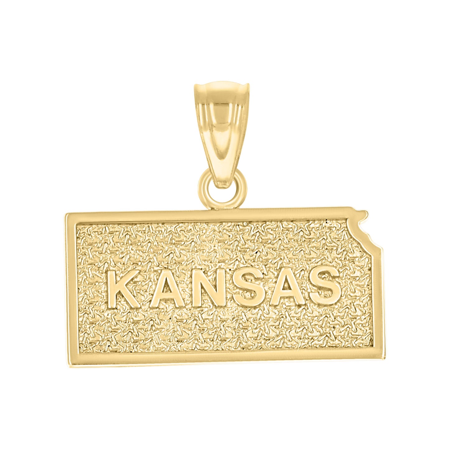 10K Yellow Gold Textured State Map Charm Pendant
