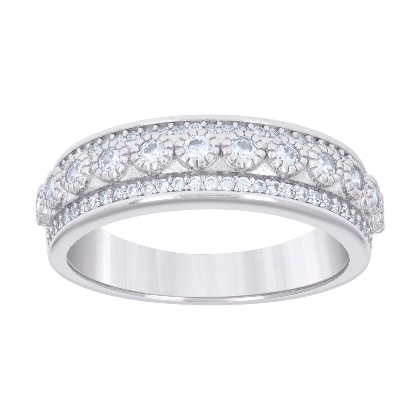 Sterling Silver Womens Cubic-Zirconia Fashion Bridal Anniversary Engagement Wedding Band Ring Sizes 5 - 9