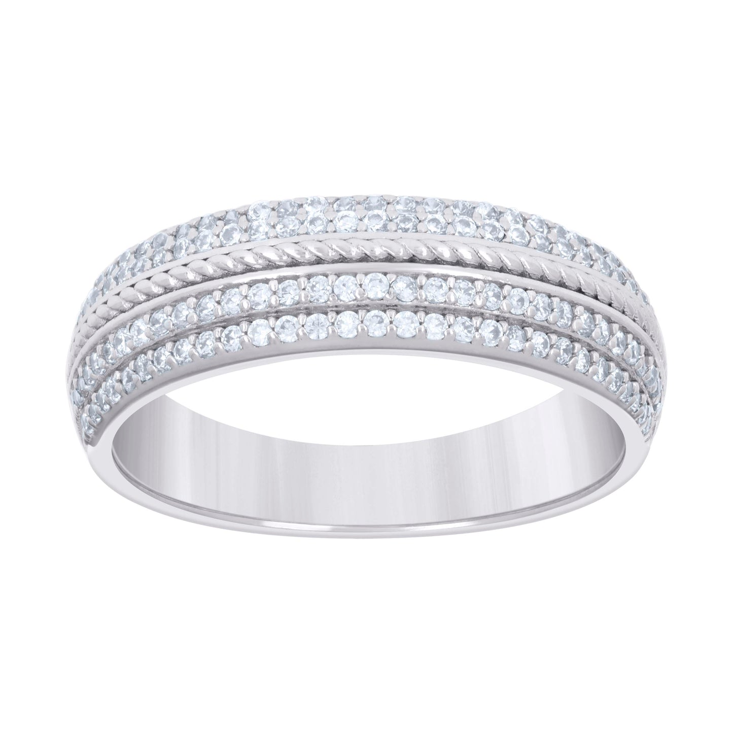 Sterling Silver Men's Cubic-Zirconia Fashion Bridal Anniversary Engagement Wedding Band Ring