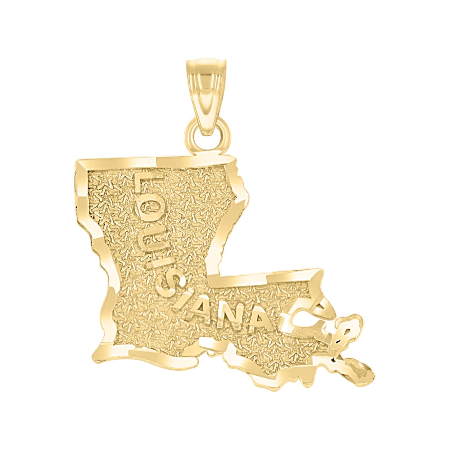 10K Yellow Gold Textured State Map Charm Pendant