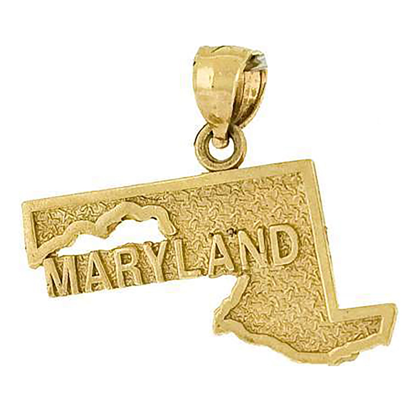 10K Yellow Gold Textured State Map Charm Pendant