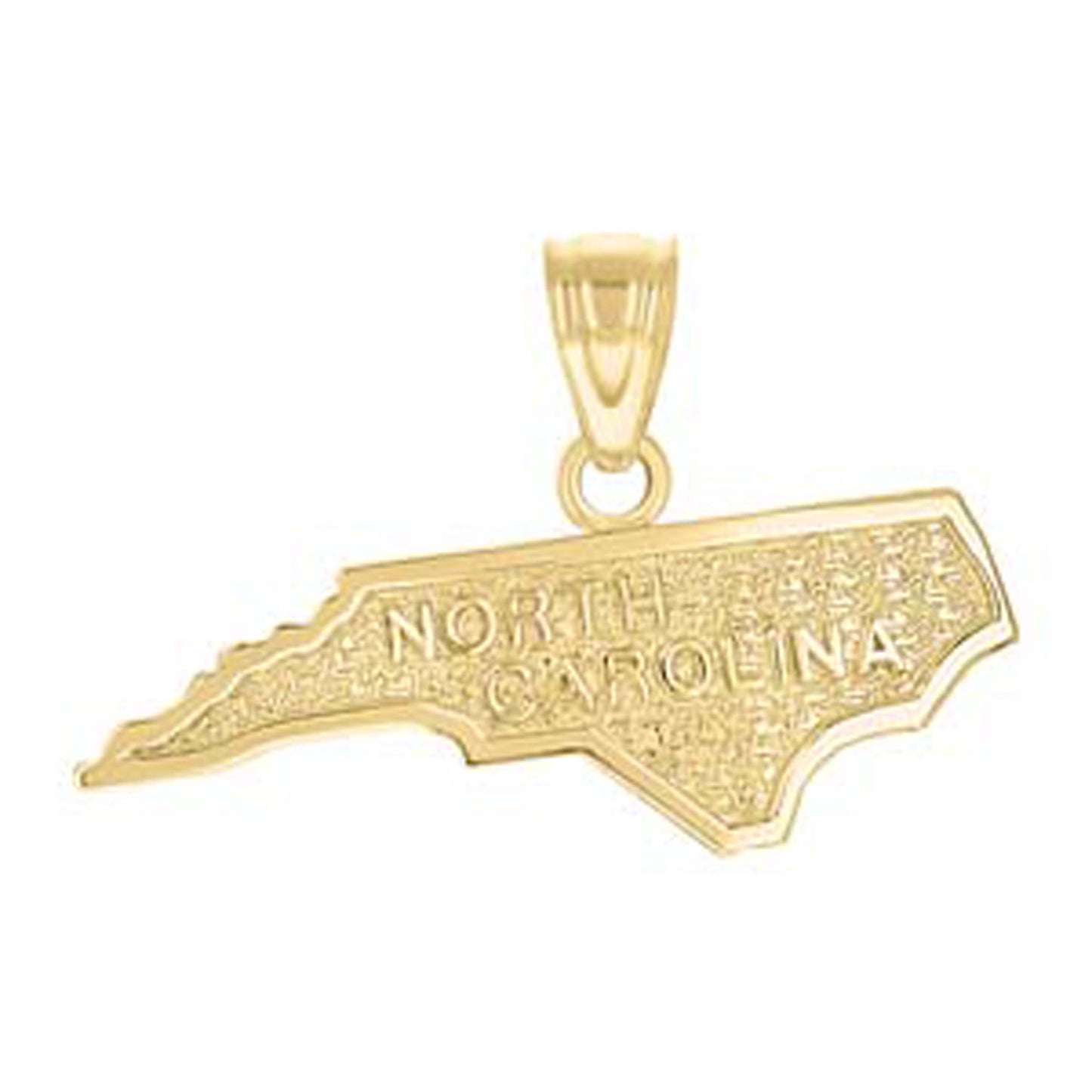 10K Yellow Gold Textured State Map Charm Pendant