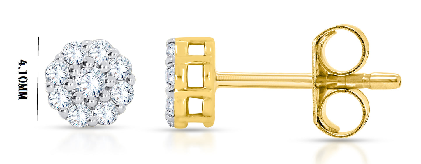 10K Yellow Gold 0.12 Cttw Diamond Earring
