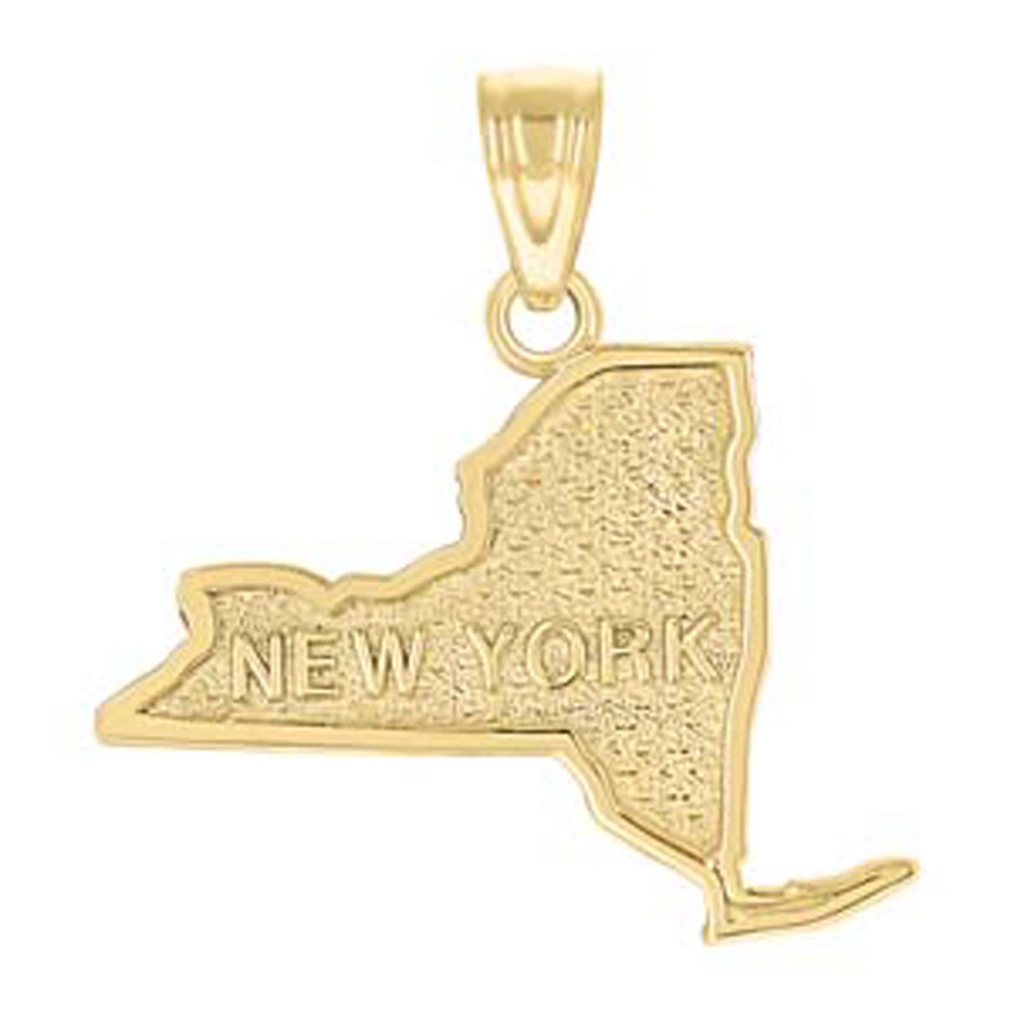 10K Yellow Gold Textured State Map Charm Pendant