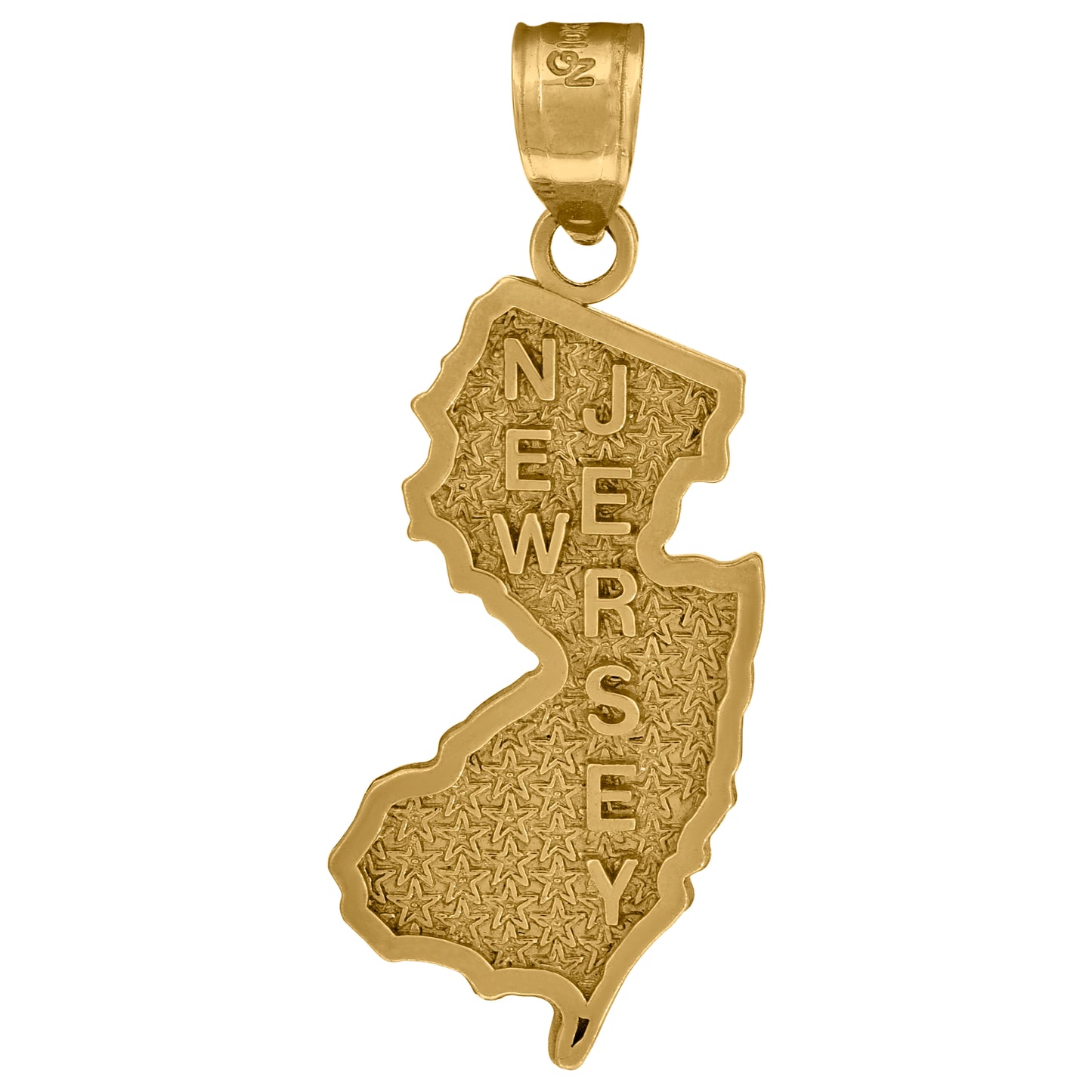 10K Yellow Gold Textured State Map Charm Pendant
